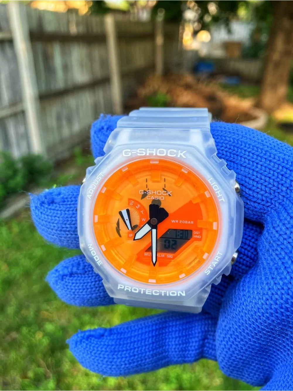 Custom G Shock Orange and Clear Colorway